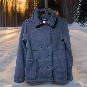 Patagonia Women's Med Navy Blue Double Breasted lined Jacket Cozy Warm Casual